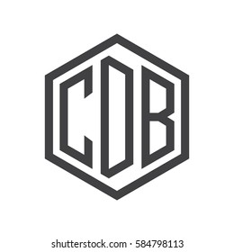initial three letter logo hexagon black
