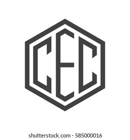 initial three letter logo hexagon black