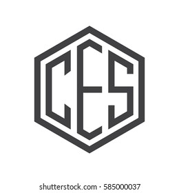 initial three letter logo hexagon black