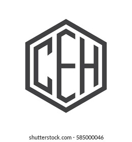 initial three letter logo hexagon black