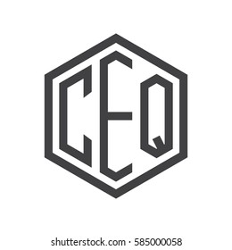 initial three letter logo hexagon black
