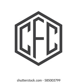 initial three letter logo hexagon black