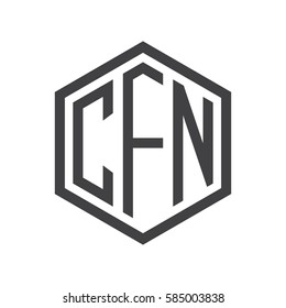 initial three letter logo hexagon black