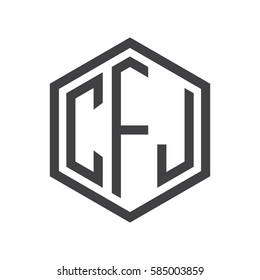 initial three letter logo hexagon black
