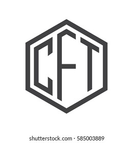 initial three letter logo hexagon black