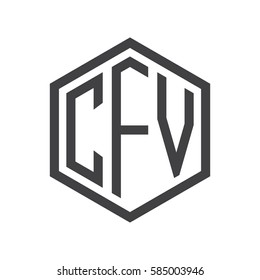 initial three letter logo hexagon black