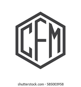initial three letter logo hexagon black