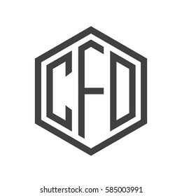 initial three letter logo hexagon black