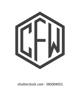 initial three letter logo hexagon black