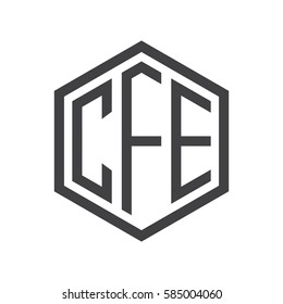 initial three letter logo hexagon black