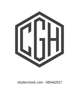 initial three letter logo hexagon black