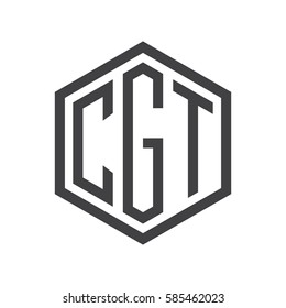 initial three letter logo hexagon black