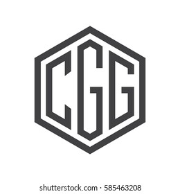 initial three letter logo hexagon black