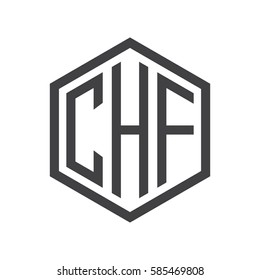 initial three letter logo hexagon black