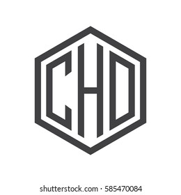 initial three letter logo hexagon black