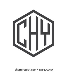 initial three letter logo hexagon black