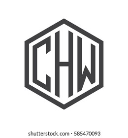 initial three letter logo hexagon black