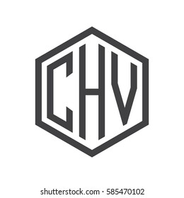 initial three letter logo hexagon black