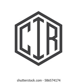 initial three letter logo hexagon black
