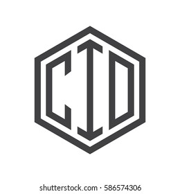 initial three letter logo hexagon black