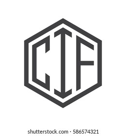 initial three letter logo hexagon black
