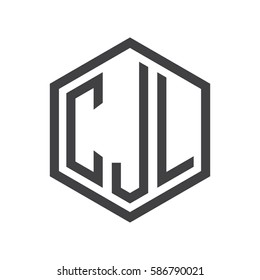 initial three letter logo hexagon black