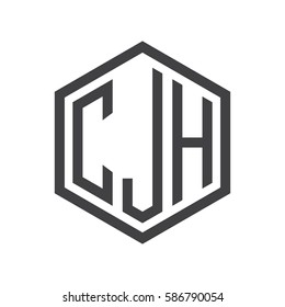 initial three letter logo hexagon black