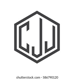 initial three letter logo hexagon black