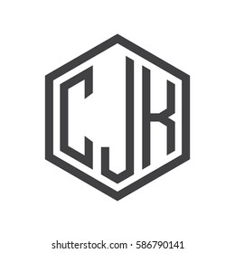 initial three letter logo hexagon black