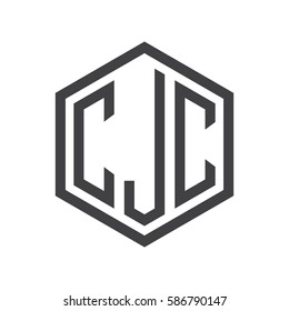 initial three letter logo hexagon black
