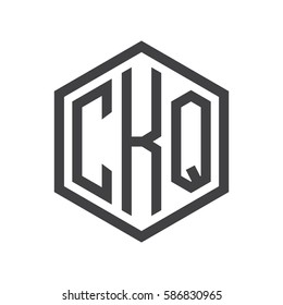initial three letter logo hexagon black