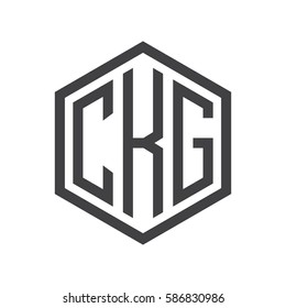 initial three letter logo hexagon black