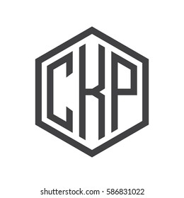 initial three letter logo hexagon black