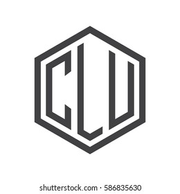 initial three letter logo hexagon black