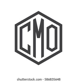 initial three letter logo hexagon black