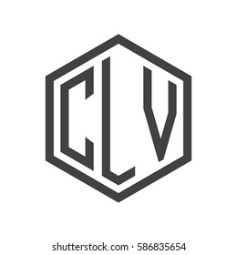 initial three letter logo hexagon black