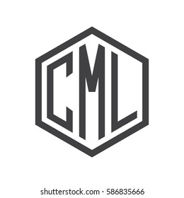 initial three letter logo hexagon black