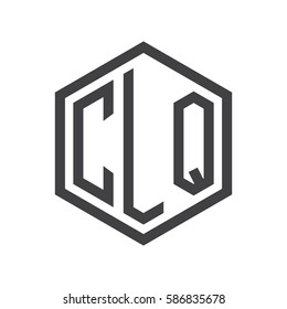 initial three letter logo hexagon black