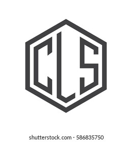 initial three letter logo hexagon black