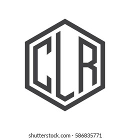 initial three letter logo hexagon black