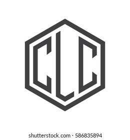 initial three letter logo hexagon black