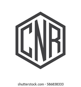 initial three letter logo hexagon black