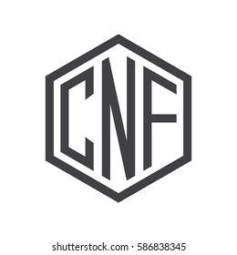 initial three letter logo hexagon black