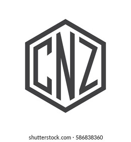 initial three letter logo hexagon black
