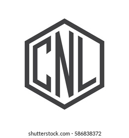 initial three letter logo hexagon black