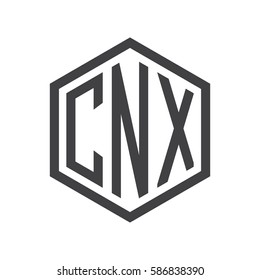 initial three letter logo hexagon black