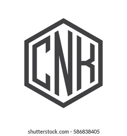 initial three letter logo hexagon black