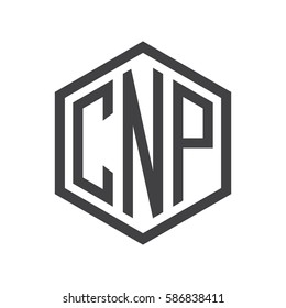 initial three letter logo hexagon black