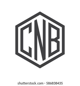 initial three letter logo hexagon black
