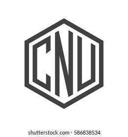 initial three letter logo hexagon black